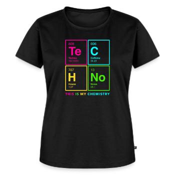 Te-C-H-No Periodensystem von Techno, EDM, Rave DJ - Frauen Premium Bio T-Shirt - Schwarz - Vorne - Selfina (174cm)