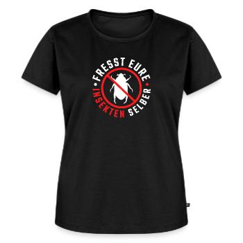 Fresst eure Insekten selber - Frauen Premium Bio T-Shirt - Schwarz - Vorne - Selfina (174cm)