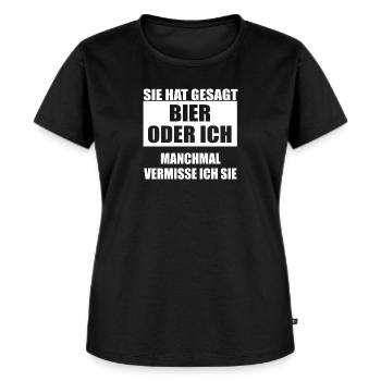 Sie hat gesagt Bier oder ich - Frauen Premium Bio T-Shirt - Schwarz - Vorne - Selfina (174cm)