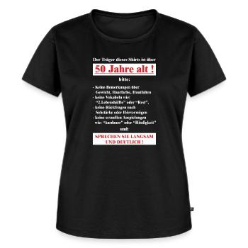 BD - Träger dieses Shirts ist 50 Jahre alt - - Frauen Premium Bio T-Shirt - Schwarz - Vorne - Selfina (174cm)