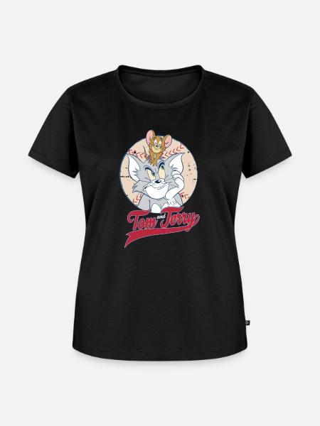 Tom Und Jerry Baseball - Frauen Premium Bio T-Shirt - Schwarz