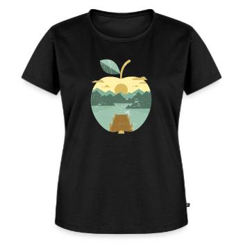 Apple panorama Vintage - T-shirt Premium bio Femme - noir - Devant - Selfina (174cm)