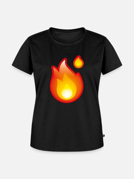 Smiley Fire - Frauen Premium Bio T-Shirt - Schwarz