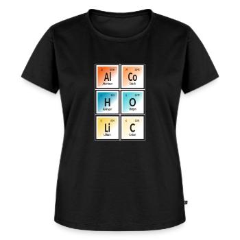 Alcoolique - Tableau périodique des éléments - T-shirt Premium bio Femme - noir - Devant - Selfina (174cm)