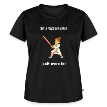 Fête des Mères – Cadeau original - T-shirt Premium bio Femme - noir - Devant - Selfina (174cm)