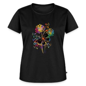 Schmetterling - Frauen Premium Bio T-Shirt - Schwarz - Vorne - Selfina (174cm)