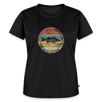 Pikeperch Predatory Fish Retro Vintage - Women's Premium Organic T-shirt - black - Front - Selfina (174cm)