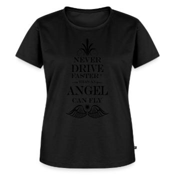 NeverDriveFaster... [dunkel] - Frauen Premium Bio T-Shirt - Schwarz - Vorne - Selfina (174cm)