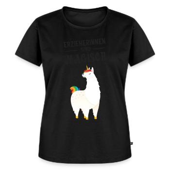Erzieherinnen Sind Magisch - Lama Einhorn - Frauen Premium Bio T-Shirt - Schwarz - Vorne - Selfina (174cm)