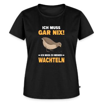 Wachtel Wachteln Wachtelzüchter Vogel Bauernhof - Frauen Premium Bio T-Shirt - Schwarz - Vorne - Selfina (174cm)