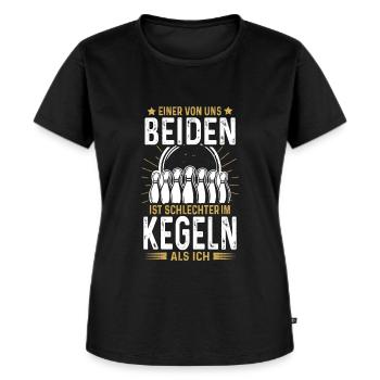 Kegel Einer von Uns ist Schlechter im Kegeln - Frauen Premium Bio T-Shirt - Schwarz - Vorne - Selfina (174cm)