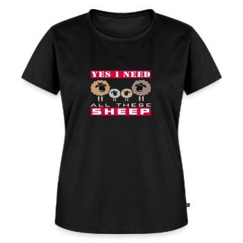 Brauche meine Schafe - Frauen Premium Bio T-Shirt - Schwarz - Vorne - Selfina (174cm)