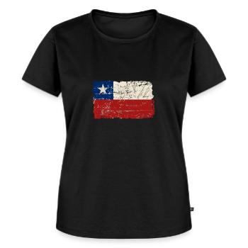 Chile Flag - Vintage Look - Frauen Premium Bio T-Shirt - Schwarz - Vorne - Selfina (174cm)