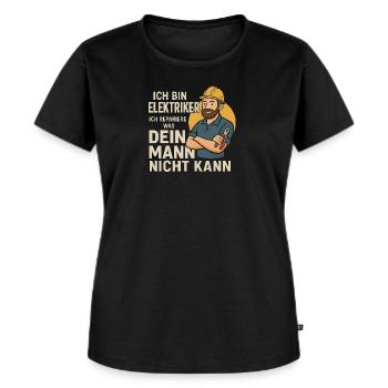 ICH BIN ELEKTRIKER - Frauen Premium Bio T-Shirt - Schwarz - Vorne - Selfina (174cm)