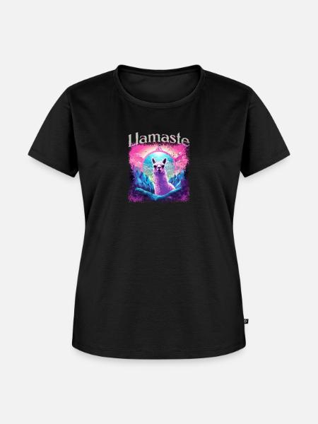 Lama Namaste - Frauen Premium Bio T-Shirt - Schwarz