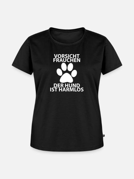 vorsicht frauchen - Frauen Premium Bio T-Shirt - Schwarz