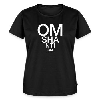 Om Shanti Om Yoga Yogi Frieden Spirituell - Frauen Premium Bio T-Shirt - Schwarz - Vorne - Selfina (174cm)