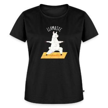 Llamaste | Yoga Llama Design - Women's Premium Organic T-shirt - black - Front - Selfina (174cm)