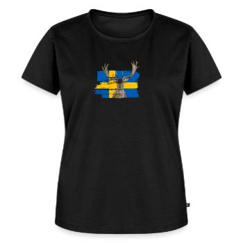 Schweden Elch - Frauen Premium Bio T-Shirt - Schwarz - Vorne - Selfina (174cm)