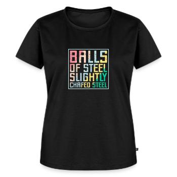 Boules d’acier Légèrement boules Cadeaux de flipper en acier - T-shirt Premium bio Femme - noir - Devant - Selfina (174cm)