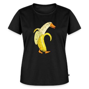 Funny Duck Banana Farm Animal Fruit Pun Design - Frauen Premium Bio T-Shirt - Schwarz - Vorne - Selfina (174cm)