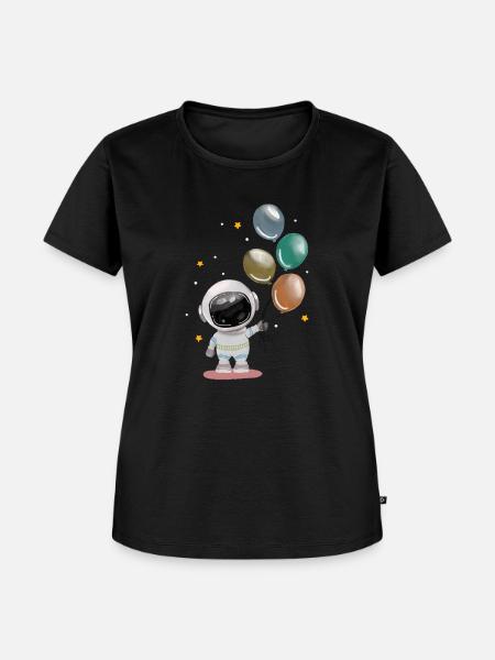 Astronaut mit Luftballons - Frauen Premium Bio T-Shirt - Schwarz