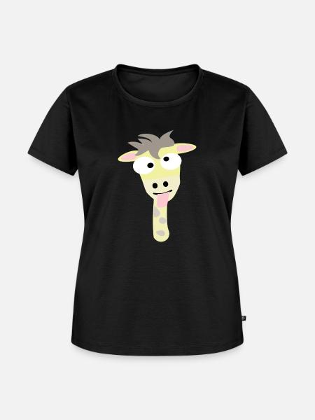 Crazy Giraffen Kopf - Frauen Premium Bio T-Shirt - Schwarz