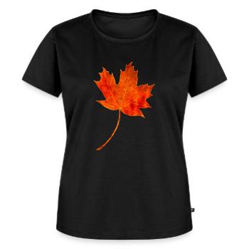 Feuille d’érable - T-shirt Premium bio Femme - noir - Devant - Selfina (174cm)