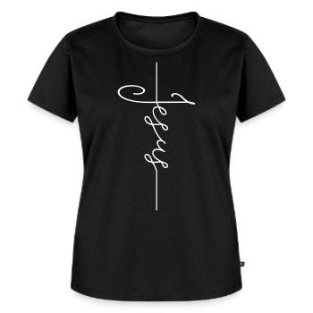 Jesus Kreuz Kirche Gott Christlich Katholisch - Frauen Premium Bio T-Shirt - Schwarz - Vorne - Selfina (174cm)