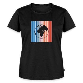 Klimawandel, Warming Stripes, Erde - Frauen Premium Bio T-Shirt - Schwarz - Vorne - Selfina (174cm)