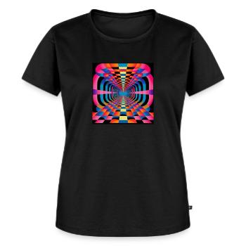 Optisches Täuschungsmuster - Frauen Premium Bio T-Shirt - Schwarz - Vorne - Selfina (174cm)