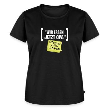 Grammatik Humor Wir Essen Jetzt Opa - Frauen Premium Bio T-Shirt - Schwarz - Vorne - Selfina (174cm)