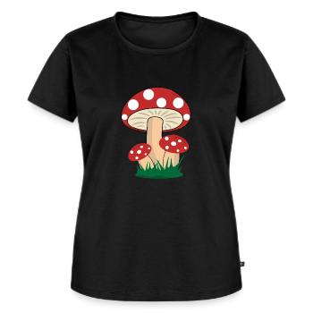 Champignons cueillette de cèpes - T-shirt Premium bio Femme - noir - Devant - Selfina (174cm)