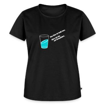 Glas halb voll auf Kreuzfahrt - Frauen Premium Bio T-Shirt - Schwarz - Vorne - Selfina (174cm)
