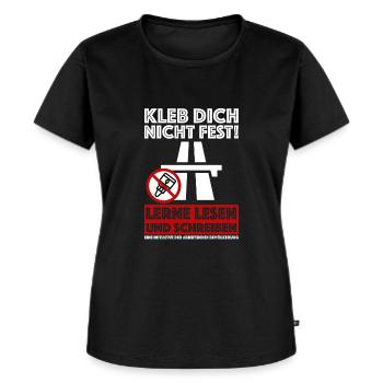 Kleb dich nicht fest | Klimawandel, Klimakleber - Frauen Premium Bio T-Shirt - Schwarz - Vorne - Selfina (174cm)