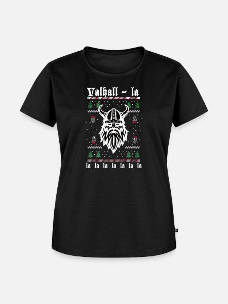 Valhall-la-la-la - Weihnachts Wikinger - Frauen Premium Bio T-Shirt - Schwarz