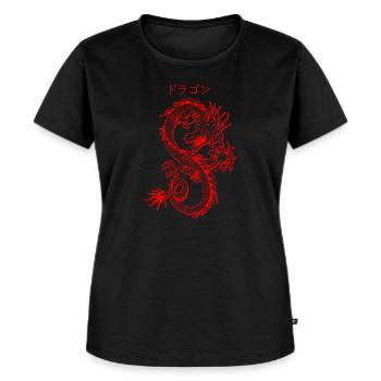Dragon japonais Anime E-Girl & E-Boy Style - T-shirt Premium bio Femme - noir - Devant - Selfina (174cm)