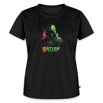 Bitcoin Revolution BTC Crypto Krypto Bullrun - Frauen Premium Bio T-Shirt - Schwarz - Vorne - Selfina (174cm)