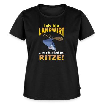 HW - Ich bin Landwirt und pflüge durch jede Ritze - Frauen Premium Bio T-Shirt - Schwarz - Vorne - Selfina (174cm)