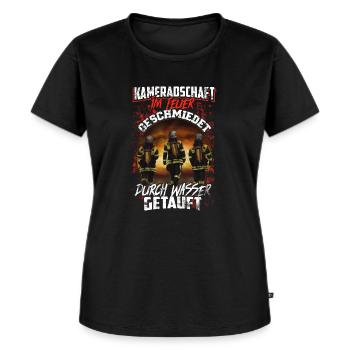 Feuerwehr - Kameradschaft - Frauen Premium Bio T-Shirt - Schwarz - Vorne - Selfina (174cm)