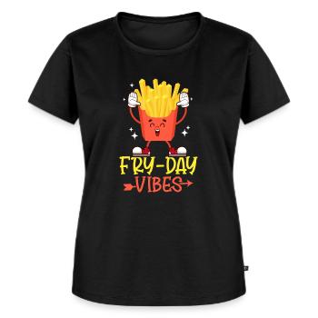 Sensations de la journée de frites : délices croquants et moments heureux - T-shirt Premium bio Femme - noir - Devant - Selfina (174cm)