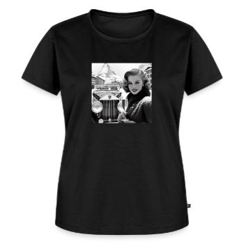 Glamour Vintage - Fille du Cervin - T-shirt Premium bio Femme - noir - Devant - Selfina (174cm)