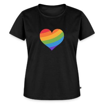 Rainbow Heart - Women's Premium Organic T-shirt - black - Front - Selfina (174cm)