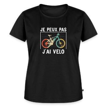 Je peux pas j ai vélo - T-shirt Premium bio Femme - noir - Devant - Selfina (174cm)