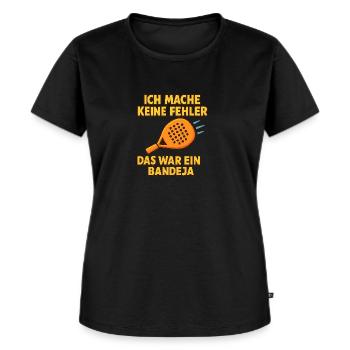 Padel Spruch – Keine Fehler, nur Bandejas! - Frauen Premium Bio T-Shirt - Schwarz - Vorne - Selfina (174cm)