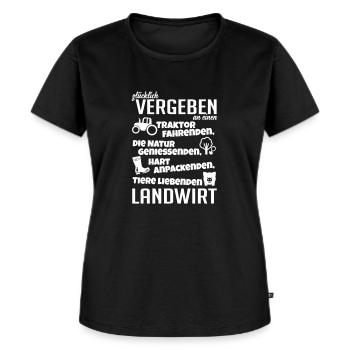 Glücklich vergeben an einen Landwirt - Frauen Premium Bio T-Shirt - Schwarz - Vorne - Selfina (174cm)