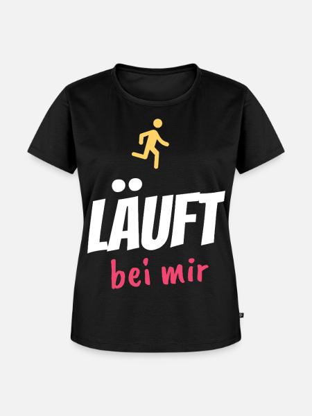 Läuft bei mir – Jugendsprache Spruch - Frauen Premium Bio T-Shirt - Schwarz