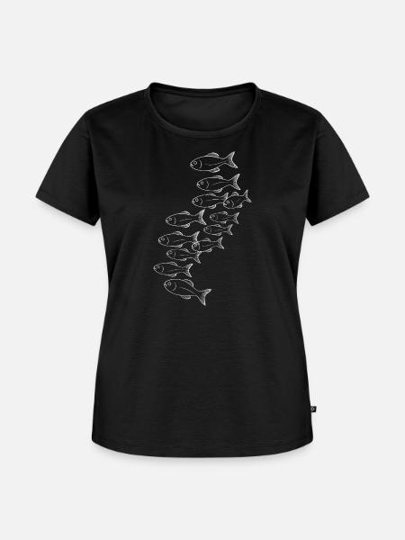 Fischschwarm Silhouette Muster - Frauen Premium Bio T-Shirt - Schwarz