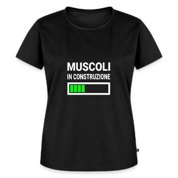 Muscoli in construzione cadeau voor bodybuilders - Vrouwen Premium Bio T-shirt - zwart - Voor - Selfina (174cm)