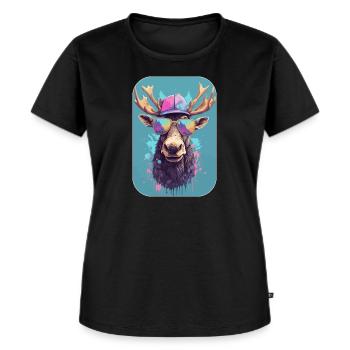 Moose with cap and sunglasses, King of the Forest - Women's Premium Organic T-shirt - black - Front - Selfina (174cm)
